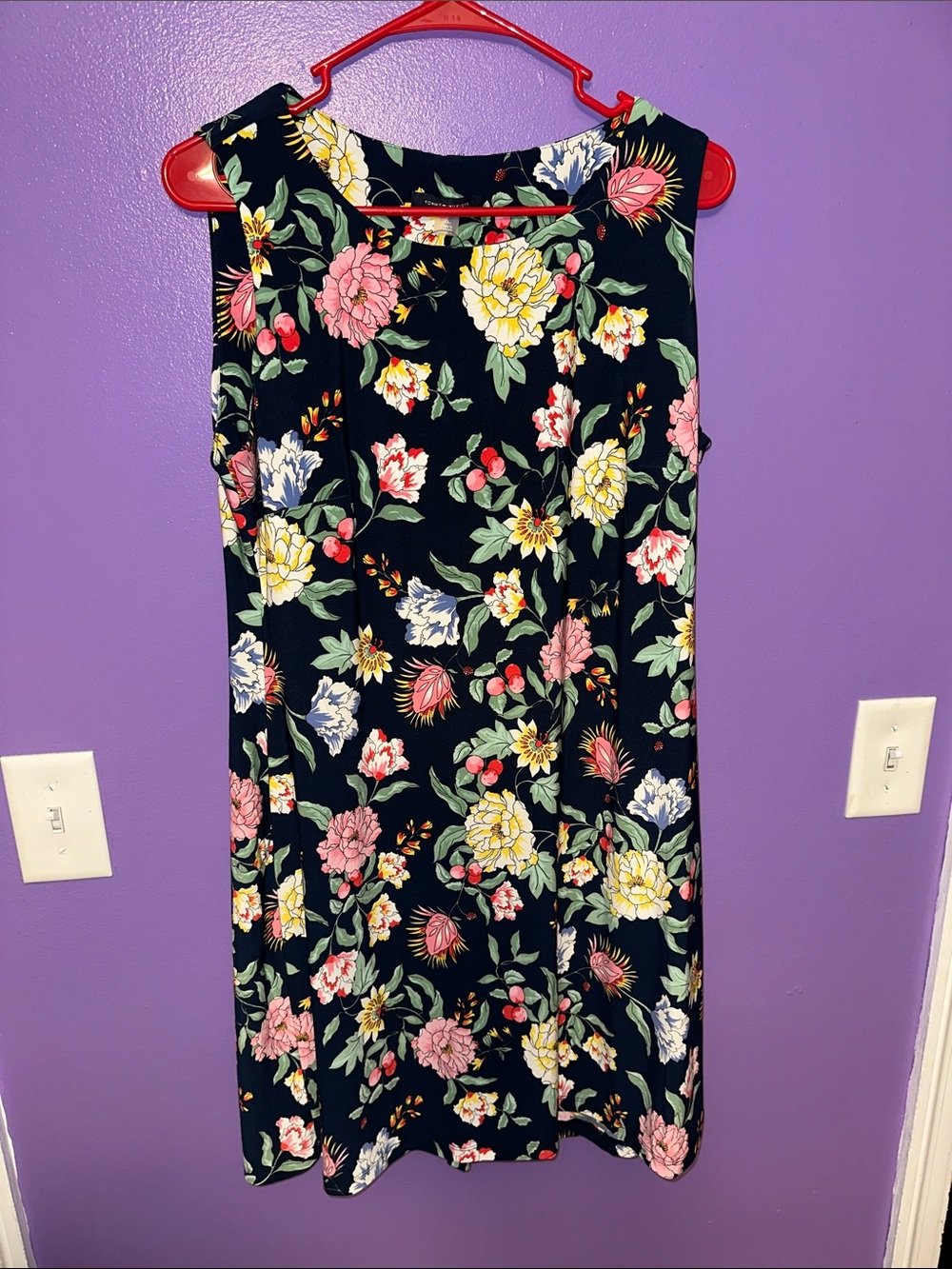 Tommy Hilfiger Black Midi Skirt with Pink, Yellow & Green Floral Print